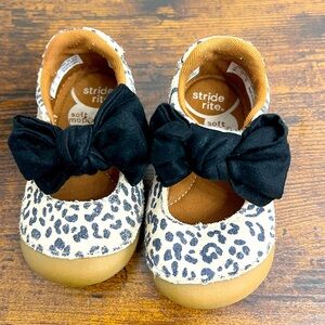 Stride Rite Leopard Print Kids Shoes with Black Bow